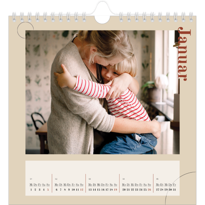Jahreskalender Quadratisch — Assymetrischer Text [Januar]