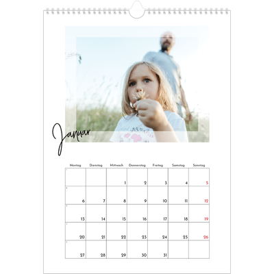 A3 Jahreskalender — Durchsichtige Rahmen [Januar]